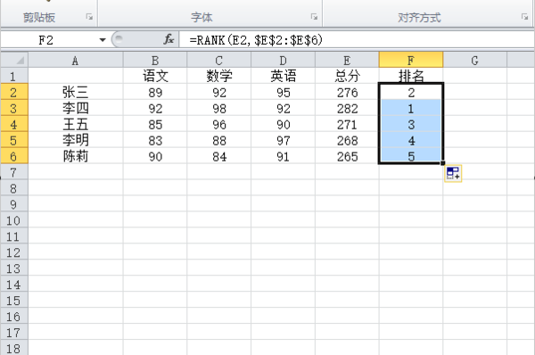 Excel表格如何排名次