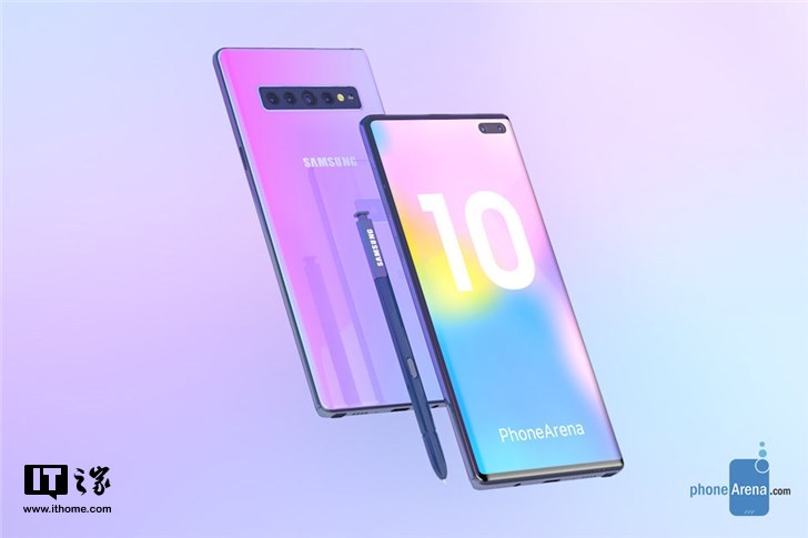 外媒制作三星Galaxy Note 10渲染图：后置四摄像头