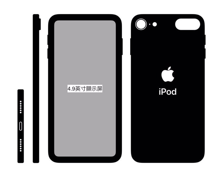 苹果iPod Touch 7曝工程机示意图：4.9寸屏+单摄