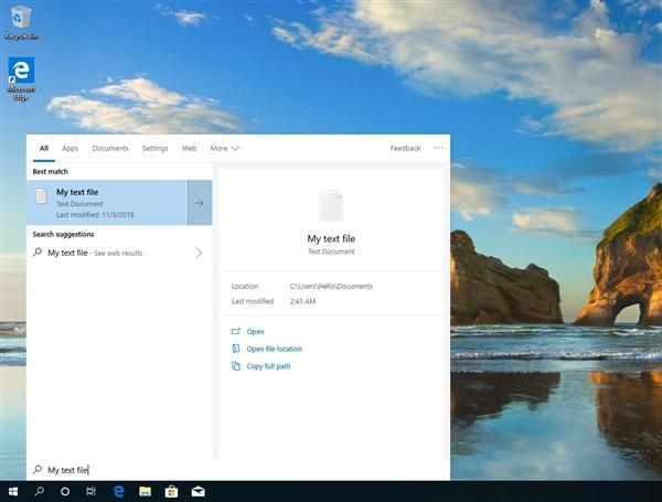 Windows 10 19H1新版18282 小娜和搜索正式分离