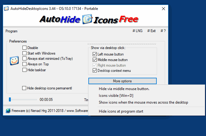 AutoHideDesktopIcons(自动隐藏桌面图标) v3.49