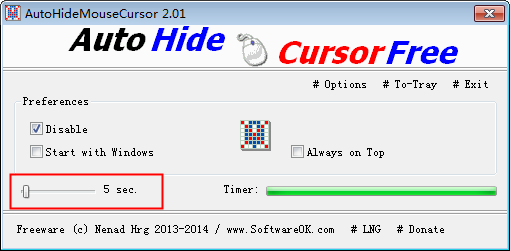隐藏鼠标软件(AutoHideMouseCursor) v2.69